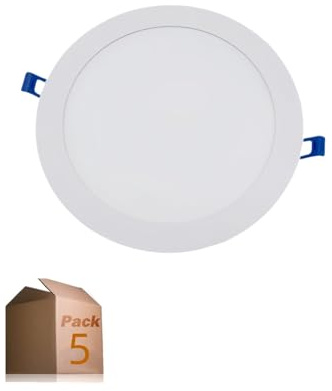 ONSSI Placa LED de Techo 20W 2000lm,Circular Φ220mm (Blanco Neutro,4000k) SuperSlim Panel Downlight LED Empotrado (Pack 5)