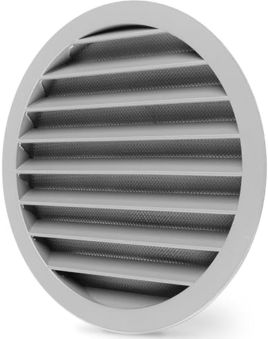calimaero® WSGG 8 Inch Gray Round Metal Air Vent Grill Cover Flat Louver with Screen Mesh Fits Only with Metal Ducts