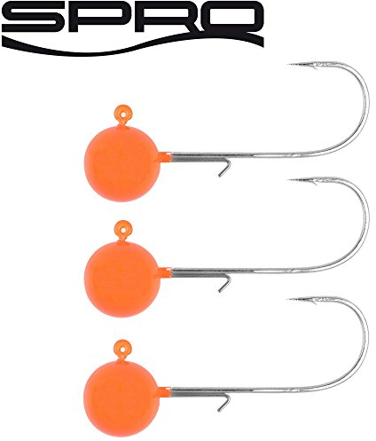 Spro Round Jighead Jig 22 rot - 3 Jighaken für Jigs & Gummifische, Jigköpfe für Gummiköder, Bleiköpfe zum Jiggen, Angelhaken, Größe:3.5g / Gr. 2