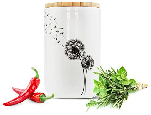 Sendez Vorratsdose aus Porzellan mit Löwenzahn-Motiv Vorratsbehälter Dose Vorratsglas Aufbewahrungsdose #7