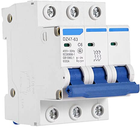 Leitungsschutzschalter 6A 400V AC Sicherungsautomat Schutzschalter 3-polig für Stromkreisschutz industrielle Anwendung Leistungsschalter Schutz