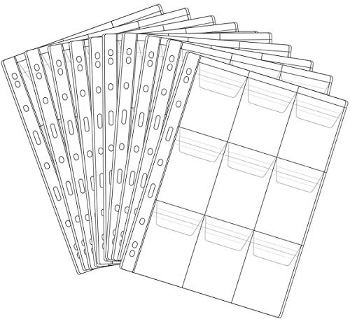 9 Pocket Coin Pages, 10 Sheets Plastic Coin Holders Stamp Collector Supplies for Coin Stamp Currency Collection