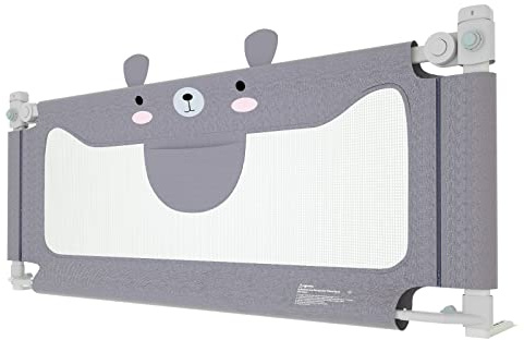 UISEBRT Barriera per Letto Bambini 150 cm, Protezione Dalle Cadute Accidentali, Altezza Regolabile, per Letto di Famiglia e Lettino, Grigio