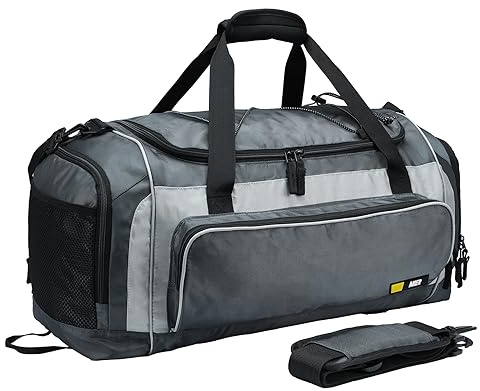 MIER Gym Bag with Shoes Compartment for Gym, Travel, 60L, Dark Gray