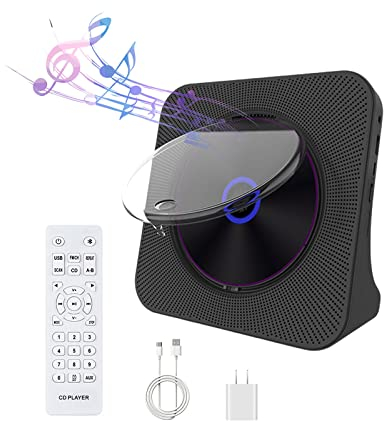 Tragbarer CD-Player, persönlicher CD-Player Home Audio mit Bluetooth Fernbedienung FM Radio Eingebaute HiFi Lautsprecher LCD Anzeige MP3 Kopfhörer Jack AUX Eingang Ausgang