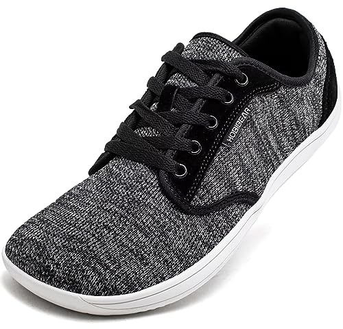 HOBIBEAR Unisex Wide Barefoot Minimalist Shoes for Men Women Outdoor Trail Walking Shoes(Black/Grey, UK 12)