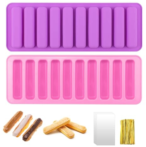 MisFun 2 Pezzi Stampi in Silicone, Stampo per Barrette di Cereali, Stampi Rettangolari in Silicone con 10 Cavità, per Barrette Energetiche ai Cereali, Cioccolato, Cubetti Ghiaccio, Torte