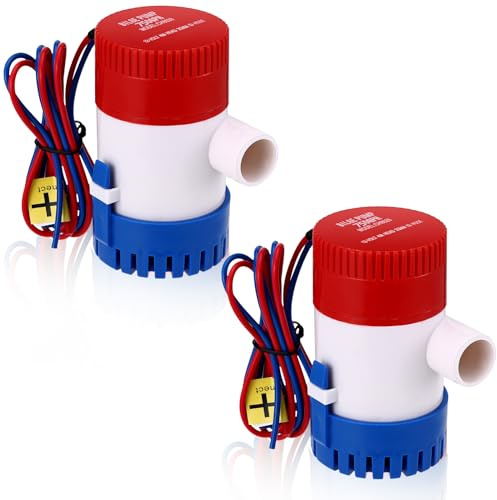 Gisafai 2 Pcs Bilge Pump 12v Submersible Electric Boat Bilge Low Noise Automatic Non Automatic Water Pump for Boat Water Tank Pond Pool Yacht Rvs(750GPH)