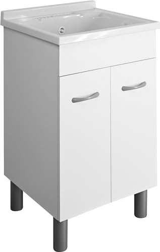 Jo-Bagno.it Mobile lavatoio lavanderia P 50 L 50 ATHENA con pilozzo asse di lavaggio e sifone resistente ad acqua e umidità (50 x 50)