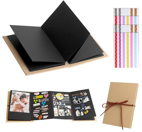 DesertBoy Fotoalbum zum Selbstgestalten, 34 Seiten/17 Blätter Fotobuch zum Einkleben mit 4 Blätter Fotoecken, Album zum Selbstgestalten, DIY Scrapbook Fotobuch für Geburtstag,Hochzeit (12.5 x 18 cm)