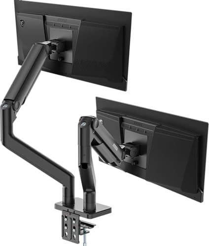 MSI MAG MT201D - Premium Heavy Duty Dual Monitor Stand Arms, 17-45 Support, VESA Compatible, Adjustable Spring Mount, 44 lbs per Screen, Clamp & Grommet, Quick Release Plate - Black