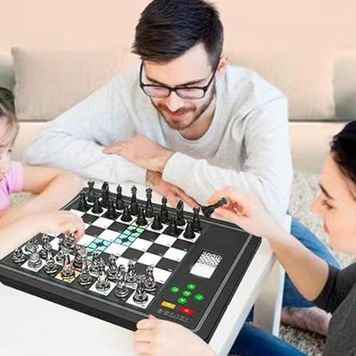 Juego de Ajedrez Electrónico, Juego de Mesa, Ajedrez Magnético Portátil para Computadora, Mejora Las Habilidades Lógicas para Niños, Adultos, Principiantes, Juego de Ajedrez