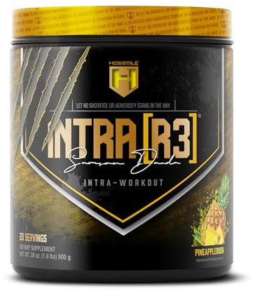 HOSSTILE Intra[R3] Intra Workout Powder, EAA & BCAA Drink with Carbs, Enhance Energy & Endurance, Build Lean Muscle & Improve Recovery, Pineapple Rush, 20 Servings