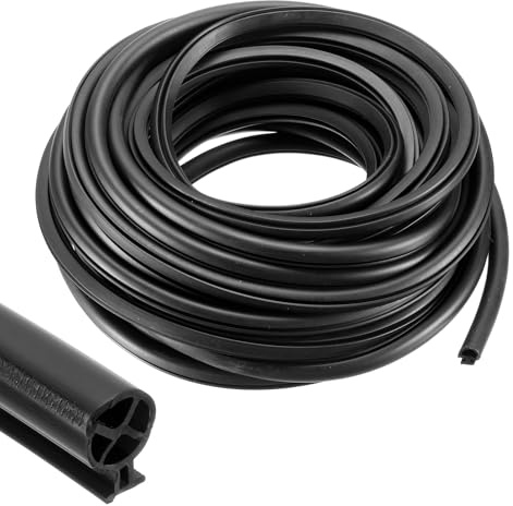 PATIKIL Guarnizione Per Finestra E Porta, 8 Mm Di Larghezza (5/16) Con Profilo A Bolle In Silicone Per Fessure Da 5 Mm (3/16) Su Porte E Finestre (10 M/33 Piedi, Nero)