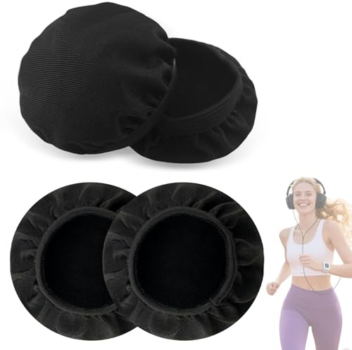 Housses Écouteurs Lavables en Tissu Respirant – Couvre-Oreilles Anti-Sueur, Anti-poussière, Anti-Glisse pour Casque Audio 6-8 Cm – Noir – Accessoires Hygiéniques pour Bureau, Sport, Voyage