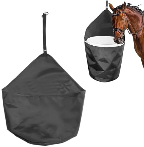 syiyunran Red Heno Caballos Stall Bolsa Malla de para Alimentación - Negro, 1 Pieza, Cobaya Caballo Conejo Comedero Bolsa, Adecuado la Remolque y Pradera Cubo Cubos Bolsas Bebedero
