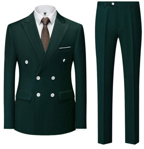 Generisch Conjunto de traje de doble botonadura para hombre - Elegante juego de traje de negocios para bodas, fiestas y ocasiones formales con varias opciones de color, M-5XL, Gn2., 5XL