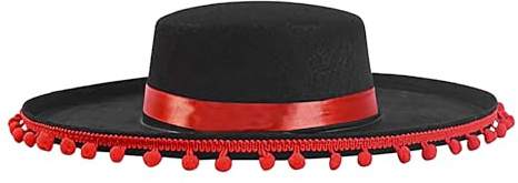 mexikansk sombrero-hatt, söt sombreros, sombrero festhattar flamenco cosplay kostym med pompoms spanska kläder, tillbehör för semester, halloween och födelsedag mexikansk tema