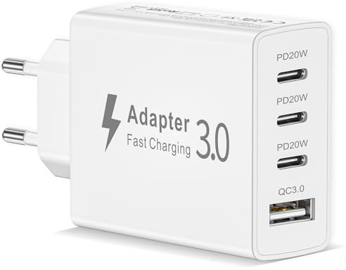 Laddare Multiple USB-kontakt 1 pack, USB-laddare laddare 4 port 50 W/3A mobilladdare för iPhone 16 Pro Max/15/14/13/12/11, Samsung S25/S24/S23, Xiaomi, Huawei