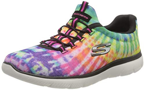 Skechers Femme Summits Looking Groovy Espadrilles, Black & Multi Mesh/White Trim, 38 EU
