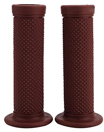 KIMISS Empuñaduras para moto vintage, 22mm, diseño estrella, 2 piezas, para manillar universal, acabados en rojo marrón, agarre ergonómico