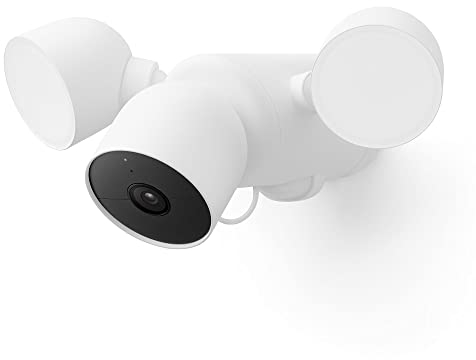Google GM493 and G3AL9 Nest Cam with Floodlight (Outdoor, Wired) Security Camera - Smart Home WiFi Camera, Snow