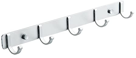 Spotcact Porte-Manteau Mural avec Crochets Porte-Serviettes 36 * 3 * 3.8 cm Moderne Blanc Suspendu pour Vêtements Entrée Salle de Bains Chambre (5 Crochets, Blanc)