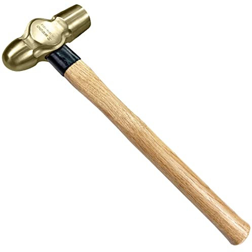 WEDO Marteau sphérique avec manche en bois - Poids de la tête : 340 g - Marteau d'ingénierie sans étincelles - Marteau de serrurier - Aluminium bronze - Norme BAM/FM/DIN - Longueur : 300 mm