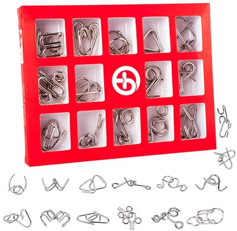 RoseFlower 14 Stück Metall Knobelei IQ-Spiele Set, Knobelspiele für Erwachsene und Kinder Geduldspiele IQ-Spiele 3D Brain Teaser Puzzle, Brainteaser, Metallpuzzle Spieles Spielzeug Geschenk