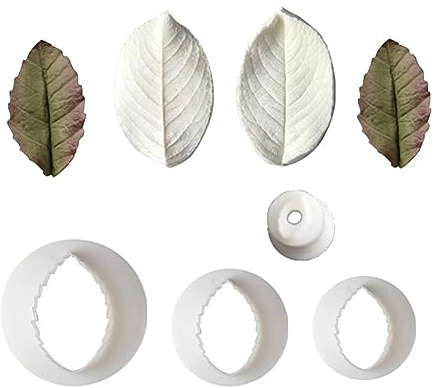 Growtail 6 st rosblad skärare och veiner set fondant silikonform rosblad gumpaste lerform för choklad sockerhantverk bakredskap