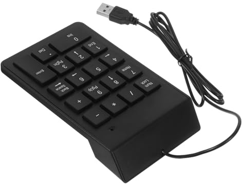 UKCOCO Clavier Numérique Filaire USB 19 Touches pour Portable Finance Bancaire Usage Professionnel Couleur Noire Ergonomique Robuste