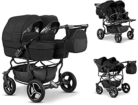 Zwillingskinderwagen 4 in 1 Twin Star inkl. Autositze - 13 Teile - in 16 Farben