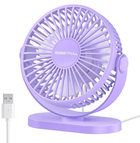LULUWA Ventilateur De Bureau USB Petit, Silencieux 3 Vitesses 5 Mini Ventilateur Portable Personnel Rotation À 360° Réglable Gadgets De Refroidissement De Table De Bureau