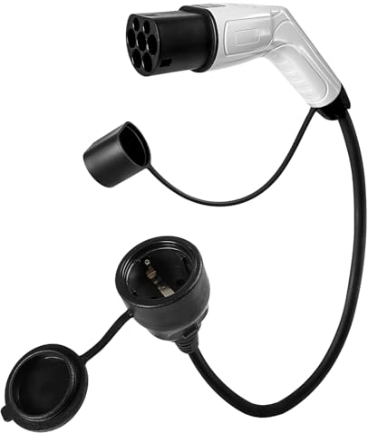 Yuanjoy Adaptateur Type 2 vers Schuko - Prise de Charge électrique pour Voiture - 16 A, 3,5 KW, 0,7 m, 230 V - pour EV, Scooter électrique, Moto, Uniquement pour Station de Charge et boîte Murale