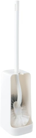 Toilet Brush and Holder Set, Lengthen Plastic Handle Toilet Bowl Brush with Detachable Holder, Standing Toilet Brush with Dense Bristles, Wall Mounted Toilet Cleaner Brush for Bathroom and Toilet