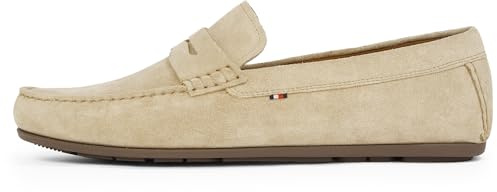 Tommy Hilfiger Men’s Suede Loafers, Beige (Beige/Brown), 10.5