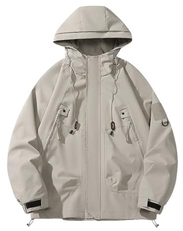 SRZYMJ Windjacke Herren Leicht Fahrrad Mantel Herren Winter Lang Outdoor Hemd Strickjacke Herren Sommer Softshell Herren Mantel Herren Winter Lang Grey Übergangsjacke Knöpfen XL