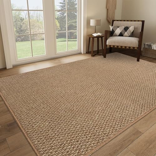 USTIDE Large Sisal Living Room Rug - Natural Farmhouse Chunky Textured Washable Nonslip Bedroom Rug - No Shed Jute-Look, 150x200cm