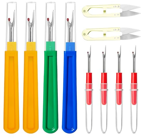 Foyods Set di 10 separatori per cuciture da cucire, 4 grandi e 4 piccoli attrezzi con 2 forbici, pratico tagliafili e separatore per cuciture per ricamo/cucito, forbici da cucito