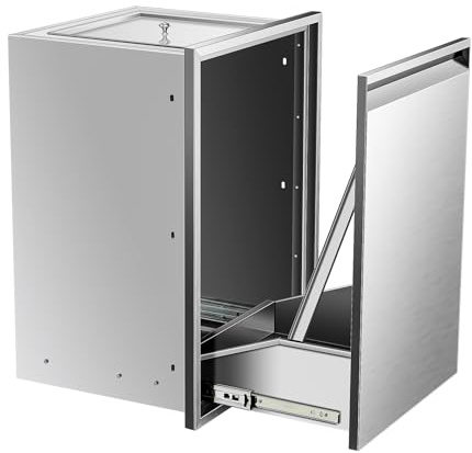 Cassetto estraibile in acciaio inox con guide scorrevoli estraibili con maniglia per bidone della spazzatura aggiunge un comodo spazio in cucina all'aperto o isola barbecue