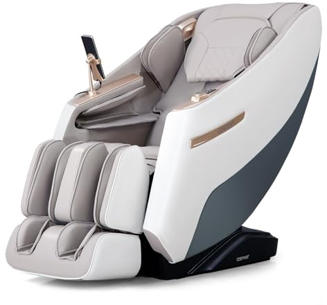 GOPLUS Fauteuil de Massage Corporel Blanc à Gravité Zéro | Fauteuil de Relaxation SL Chauffage de Taille, Massage Airbag, Rouleaux pour Pieds, Minuterie Intégrée