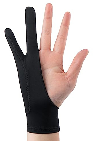 ZDETGU Tablet-Zeichenhandschuh, Künstler-Skizzierhandschuh, 2-Finger-Malhandschuh mit Atmungsaktivem Polyestergewebe für Digitale Tafel, Tablet, Touchscreen, Wischfest (L)