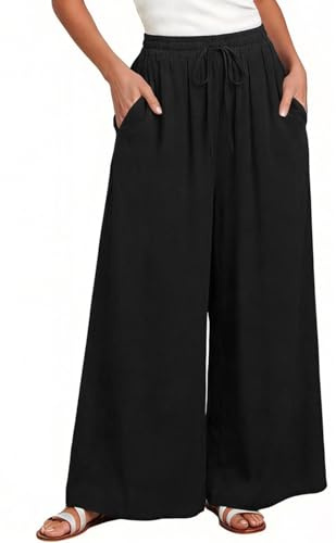 ZANZEA Women's Wide Leg Trousers Flowy Floral Palazzo Summer Beach Pants | High Waist Floaty Loose Pants with Pockets,Casual Wear for Lounge Daily Life and Summer Trips,Boho Trousers