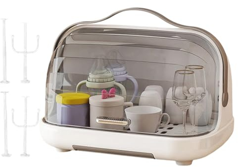 Estante para biberones de lactancia para niños, estuche a prueba de polvo que ahorra espacio, organizador de biberones con tapa, para pezones, bomba, cocina, encimera, comedor, sala de estar