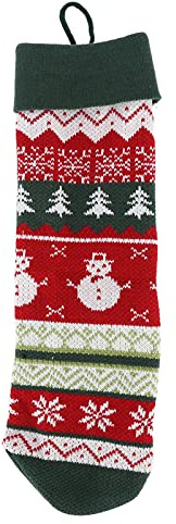 Christmas Stocking Knitted Wool Ornament Gift Bag Festive Decorations for Tree Fireplace Wall Home Holiday Party Kids Children Xmas Sock 55x15cm (Green Rope)
