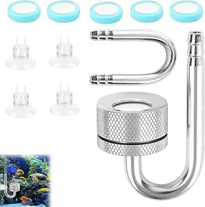 Foonary Difusor de CO2, acuario, difusor de CO2, atomizador para acuarios, con ventosas y tubo en U, instalación para acuarios, accesorios prácticos para acuarios de agua dulce y plantas acuáticas