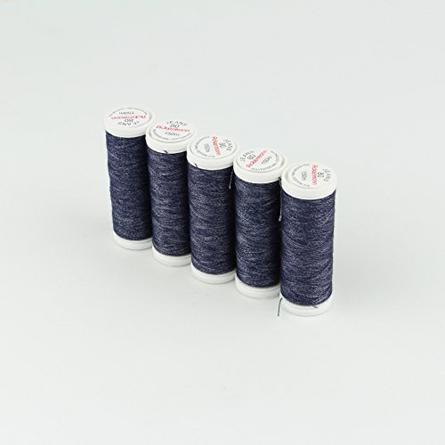 Ackermann® Jeans Stärke 80 Nähgarn-Pack, 5X 150m, Farbnummer: 4022, Farbe: Dunkles meliertes Jeansblau