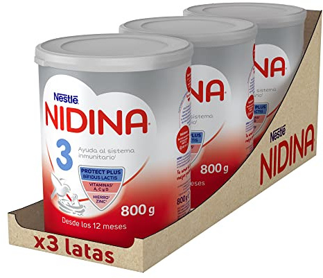 Nestlé NIDINA 3 Leche de crecimiento en polvo para bebés a partir de 12 meses, 3 x 800g