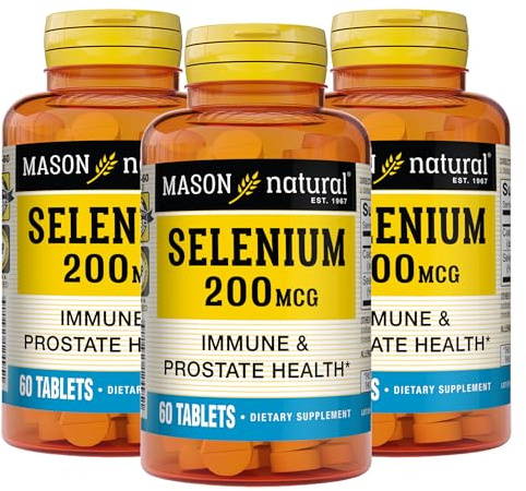 MASON NATURAL Selenium 200 mcg - Antioxidant Supplement for Immune Support & Prostate Health, Essential Trace Mineral, 60 Tablets (Pack of 3)