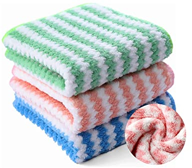 3 Paños de Limpieza de Microfibra, 25×25cm Paños de Limpieza Ultra absorbentes, Paños de Microfibra Multiusos Paños de Limpieza Reutilizables para Limpiar la Cocina, el hogar y el Coche